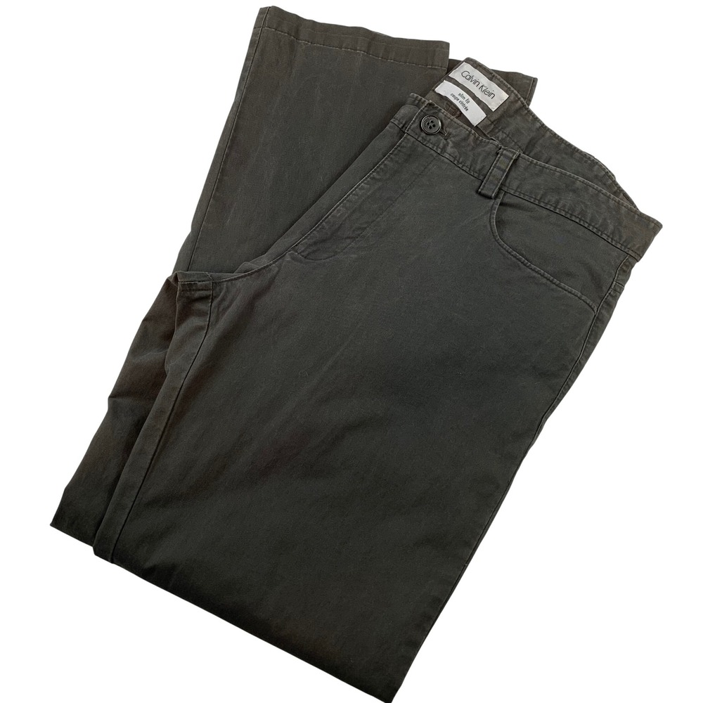 Calvin Klein Mens Slim Fit Pants Charcoal Gray Cotton Stretch Chinos 33x30